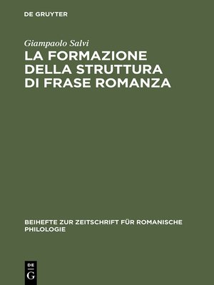 cover image of La formazione della struttura di frase romanza